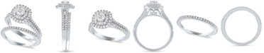 Macy's Diamond Double Halo Bridal Ring Set (7/8 ct. t.w.) in 14K White Gold